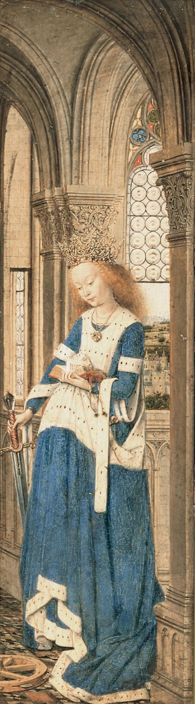 Triptych of Mary and Child, St. Michael, and St. Catherine by Jan van Eyck